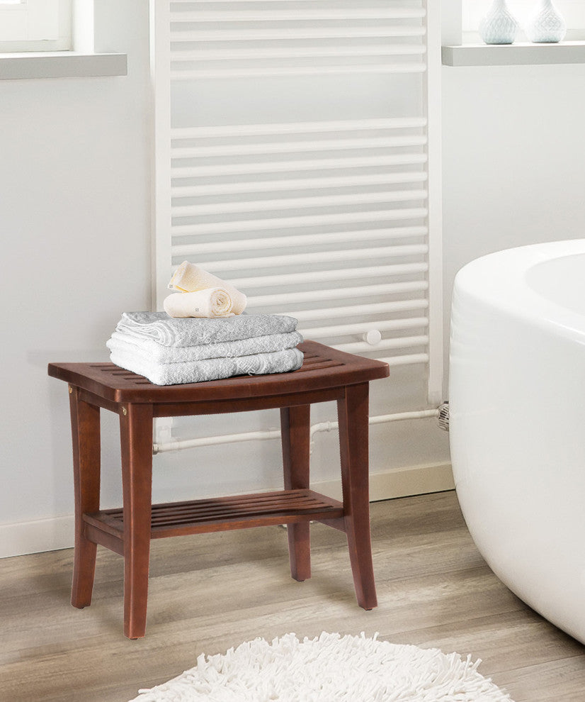 Hillsdale Furniture Preston Walnut Acacia Wood Shower Stool
