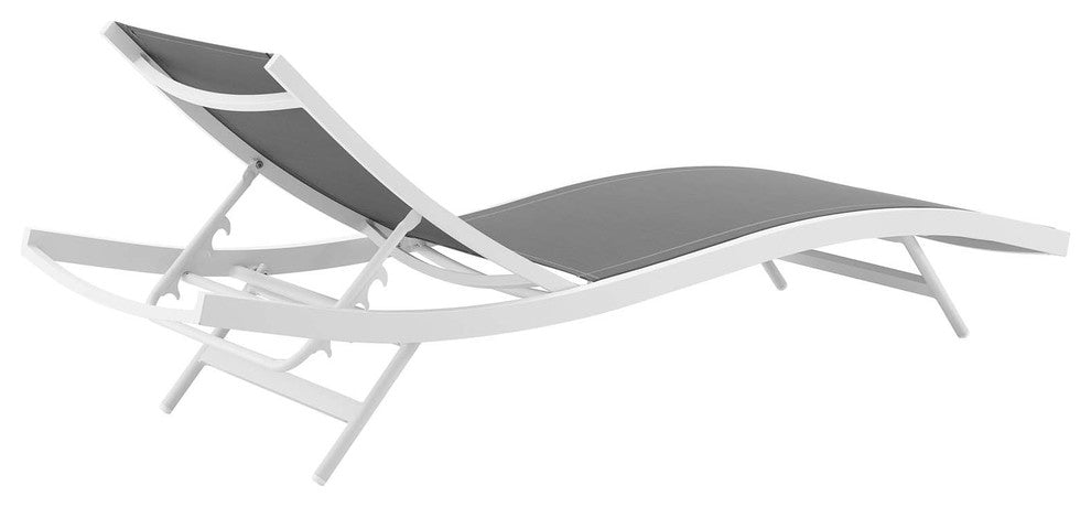 Modern Outdoor Lounge Chair Chaise, Fabric Aluminium, White Gray