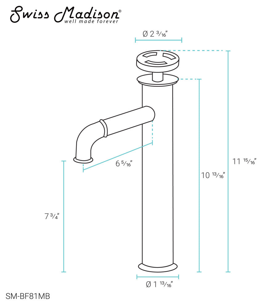Avallon 12" Single Handle, Bathroom Faucet, Matte Black
