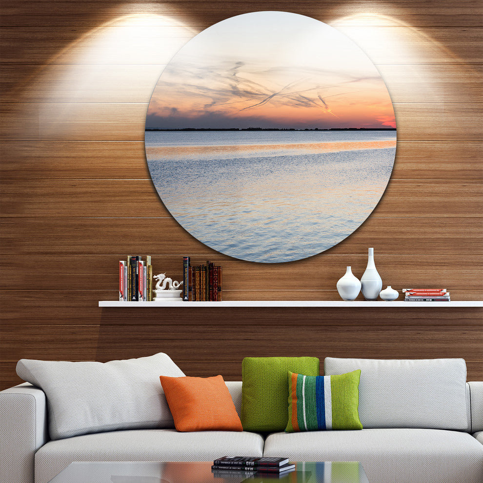 River In Front, Landscape Photography Disc Metal Artwork, 38"