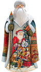 Artistic Wood Carved Santa Claus Sharing Joy Sculpture