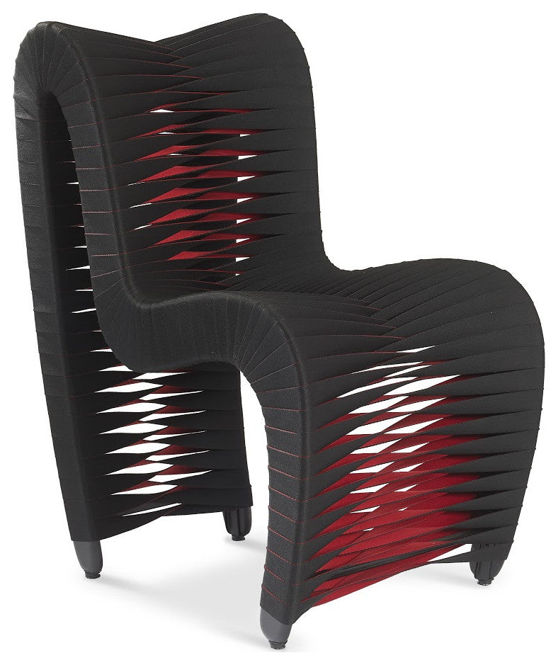 Seat Belt Dining Chair, Black and Red, Cotton