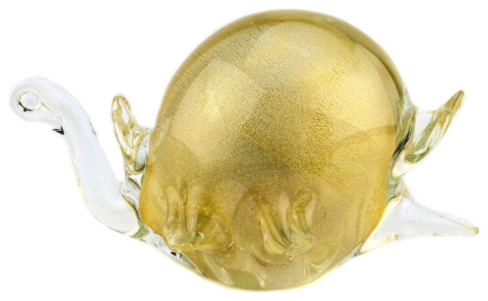 Murano Glass Turtle Clear Gold