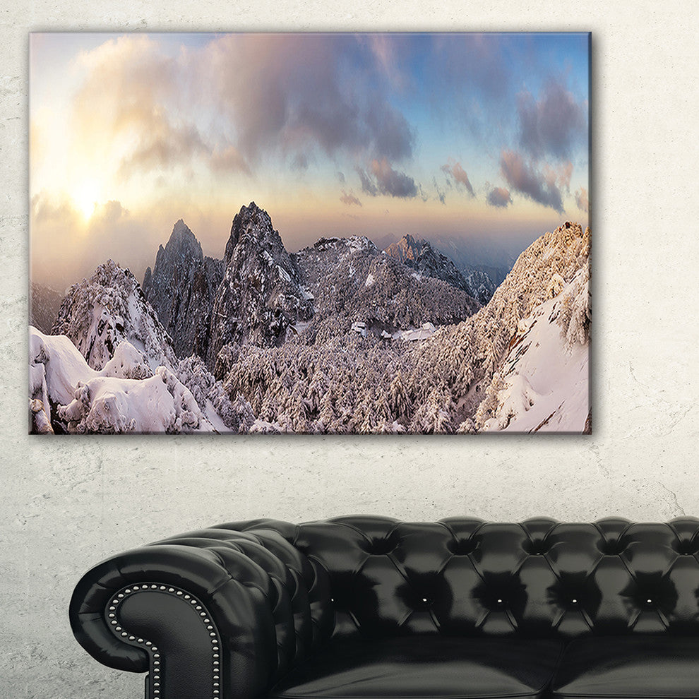 "Huangshan Hill Snow in Winter" Landscape Wall Art Print, 1 Panel, 60"x28"