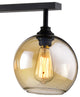 4-Light Antique Black Linear Kitchen Island Chandelier With Amber Glass Sconces