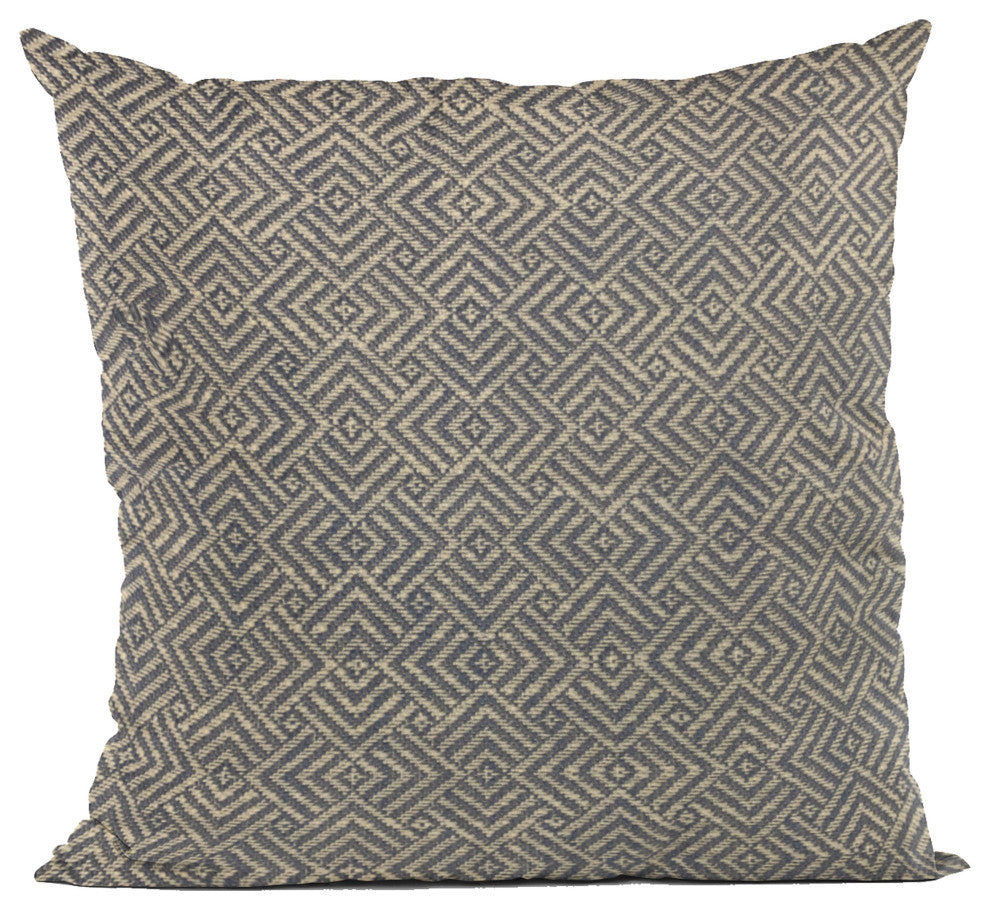 Plutus Blue Hidden Maze Plaid Luxury Throw Pillow, 20"x26"