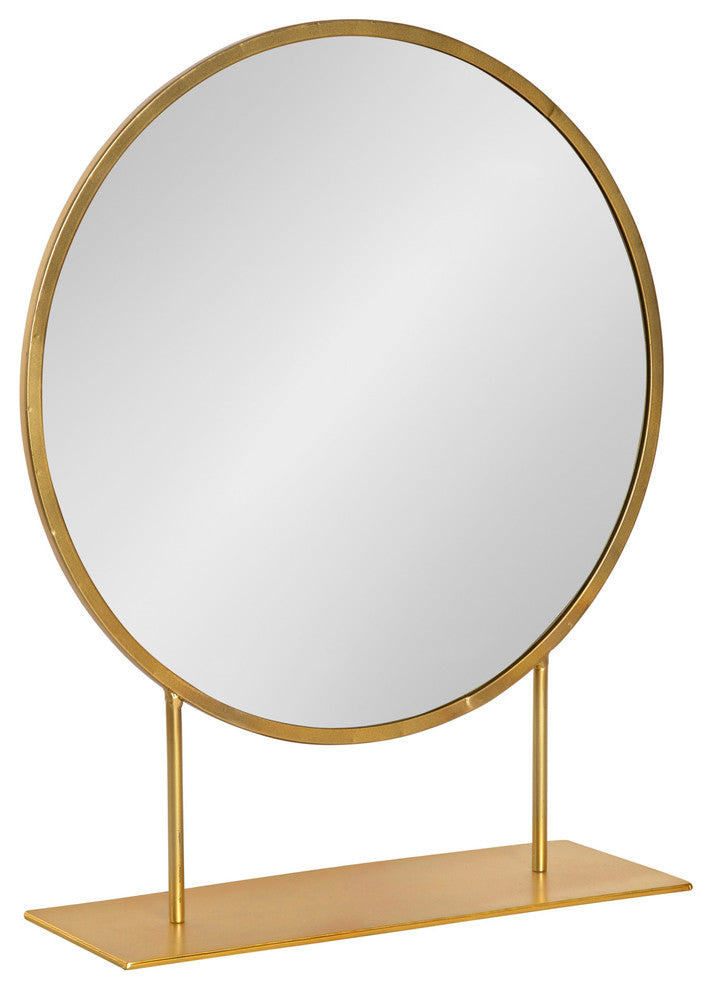 Rouen Round Metal Table Mirror, Gold 18x22