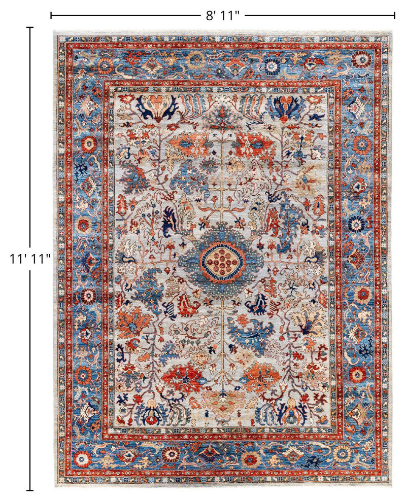 Serapi One-of-a-Kind Hand-Knotted Area Rug Light Gray, 8'11" x 11'11"