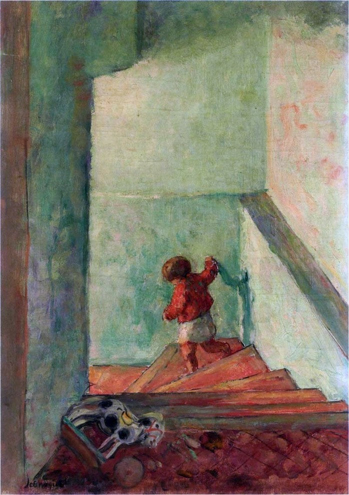 Henri Lebasque A Child on the Stairs - 18" x 27" Premium Canvas Print