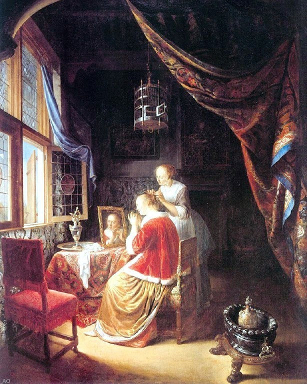 Gerrit Dou The Lady at her Dressing-Table - 20" x 25" Premium Canvas Print