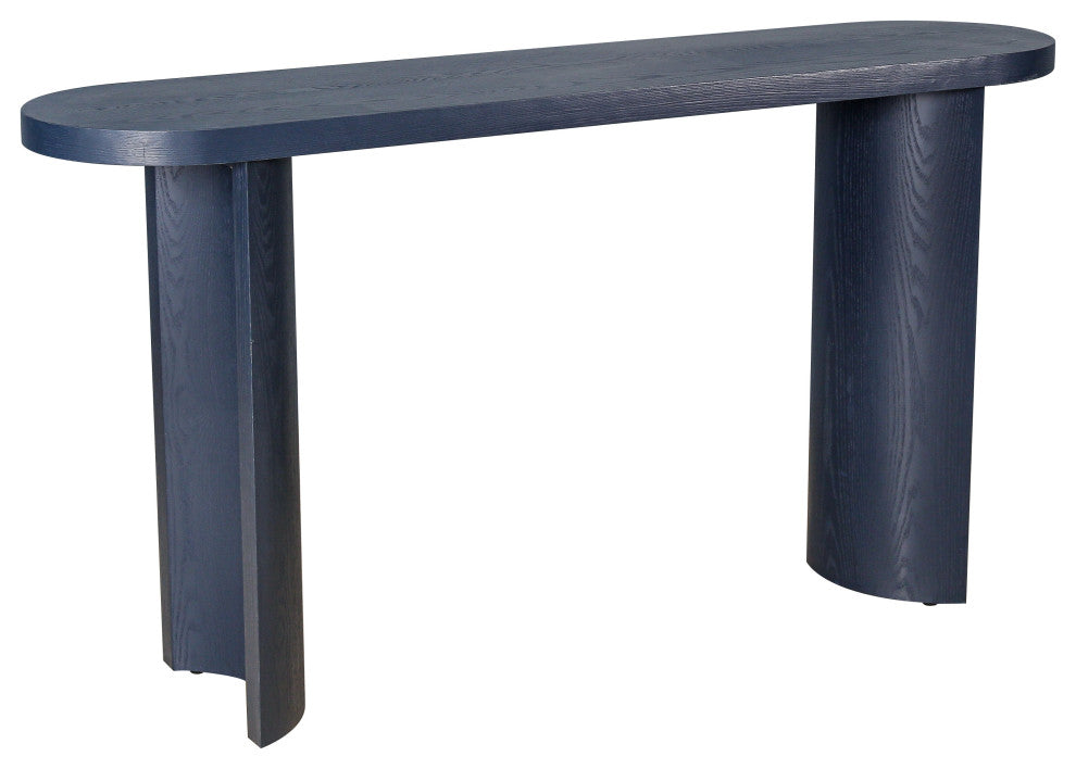 GDF Studio 60" Oval Top Console Table, Curved & Customizable Legs, Navy Blue