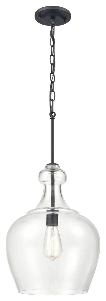 1 Light 12 in. Matte Black Pendant