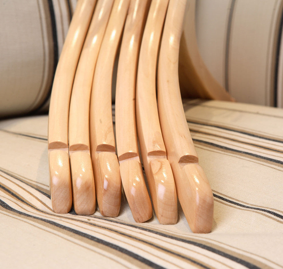 Wooden Curved Top/Coat Hanger, Natural/Chrome Finish, Box of 50