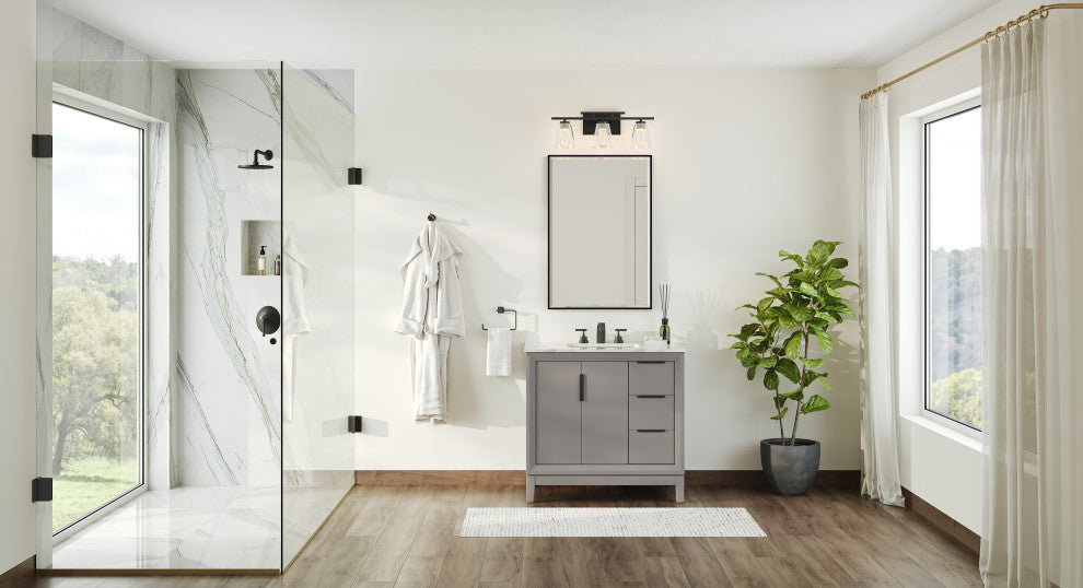 The Ezra Bathroom Vanity, Cashmere Gray, 36", Single Sink, Freestanding