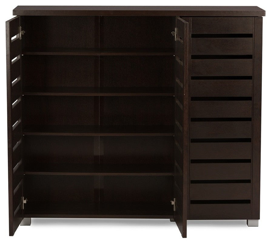 Adalwin and 3-Door Dark Brown Wooden Entryway Shoes Storage