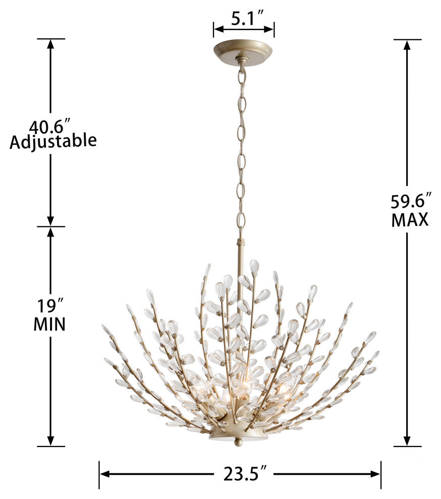 Daisy 6-Light Brushed Champagne Silver Crystal Chandelier
