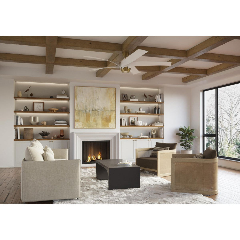 Insigna Collection 72" 6-Blade Vintage Brass Ceiling Fan w Matte Black Blades