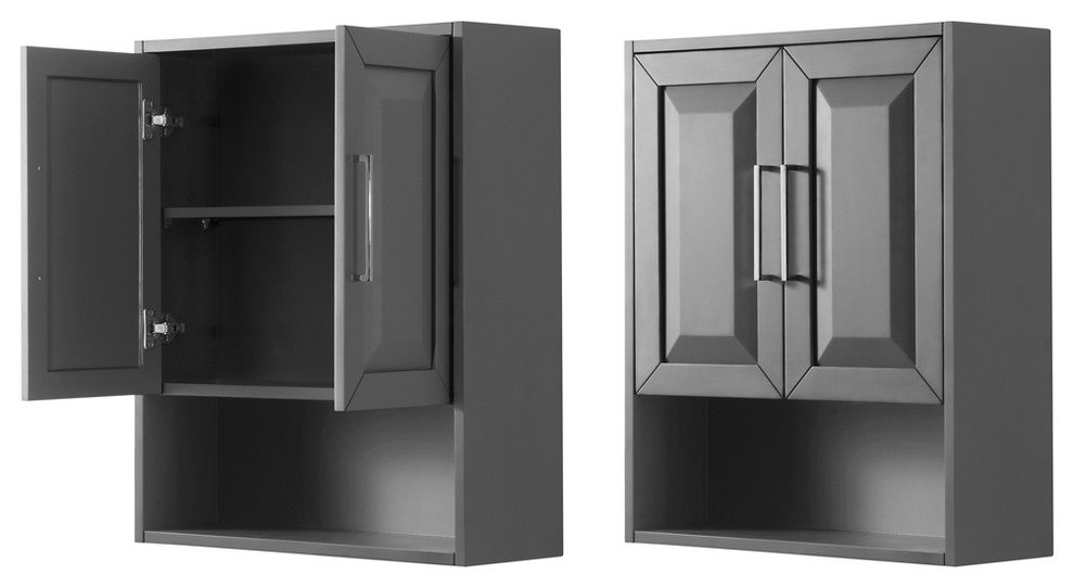 Daria Bathroom Wall-Mounted Storage Cabinet in in Dark Gray with Chrome Trim