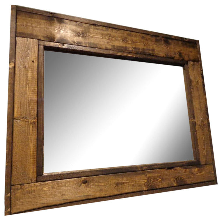 Herringbone Stained Vanity Mirror, Colonial Maple, 24"x30", Vertical