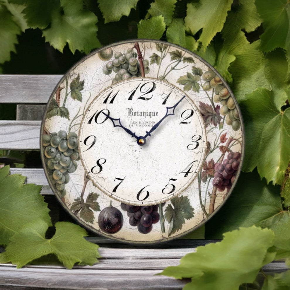 Vintage-Style 12  Inch Wine Grapes Clock