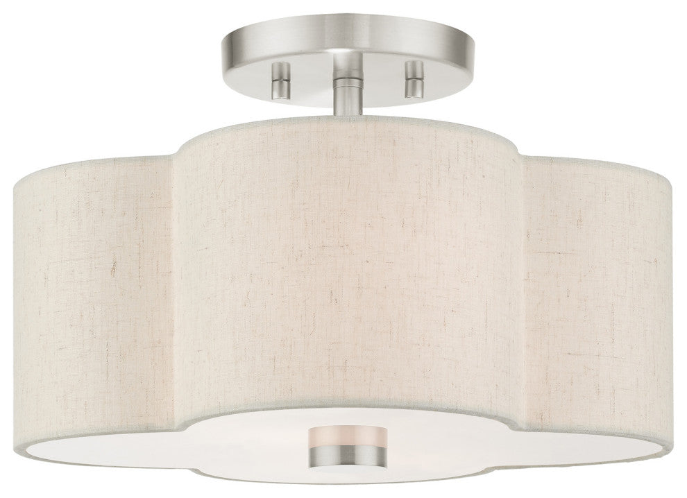 Brushed Nickel French Country, Floral, Transitional, Semi Flush