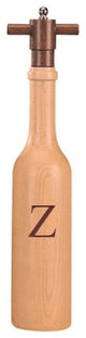 Wine Bottle Maple Wood Pepper Grinder, Custom Personalized Initial,  "Z"