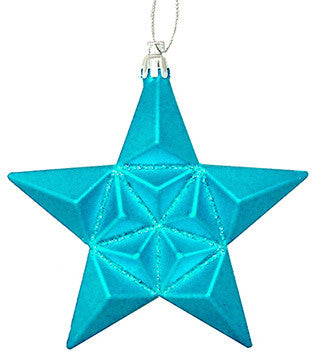 Matte Glittered Shatterproof Christmas Ornaments, Set of 12, Turquoise Blue