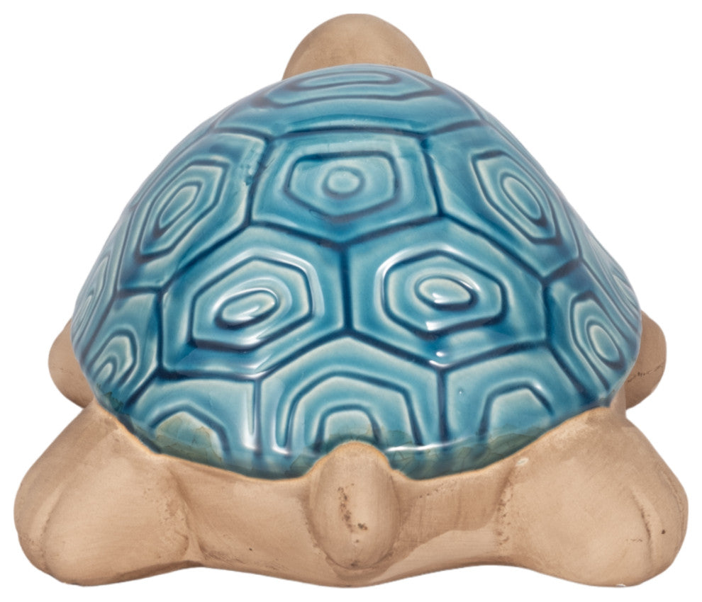 Ceramic 13" Tortoise Deco, Turquoise