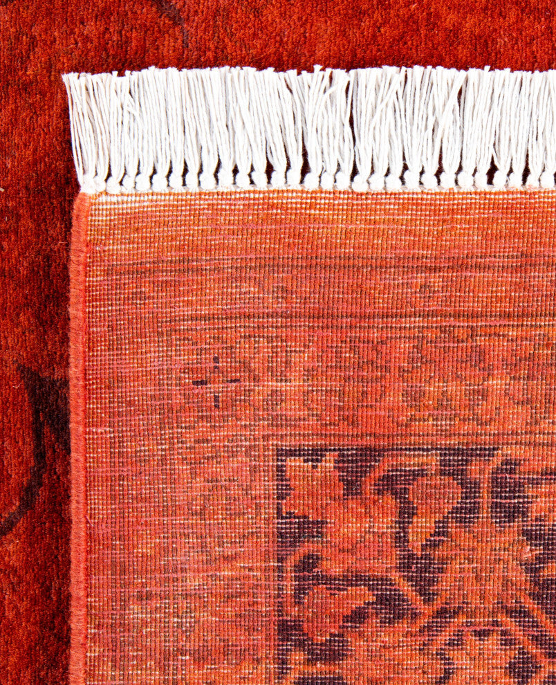 Overdyed One-of-a-Kind Hand-Knotted Area Rug Orange, 6' 3" x 6' 10"
