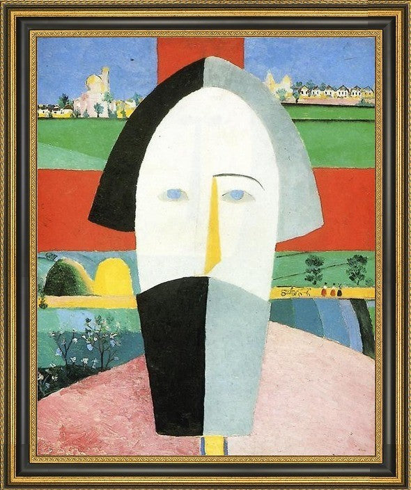 Kazimir Malevich Head of a Peasant - 20" x 25" Framed Premium Canvas Print