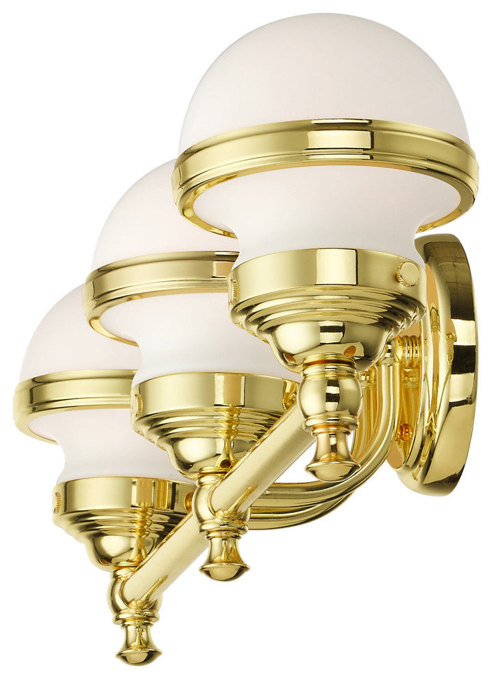 Livex Lighting Oldwick 3 Light Polished Brass Vanity Sconce