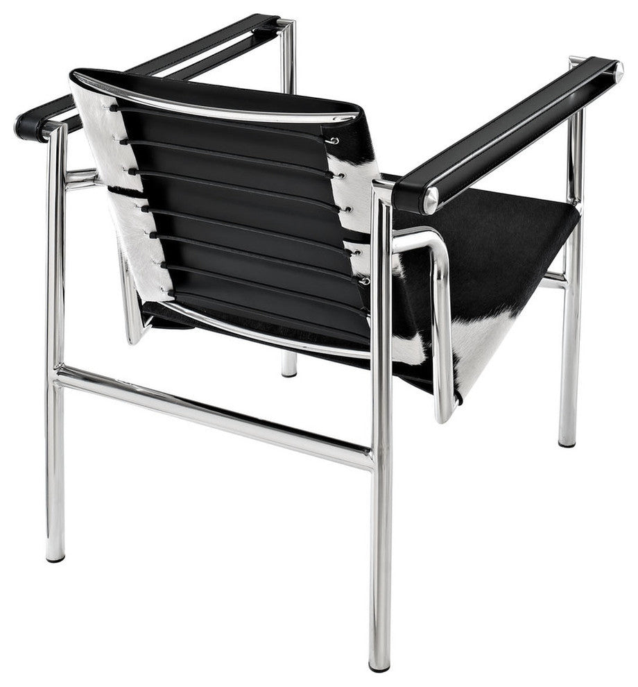 Modern Contemporary Living Room Leather Lounge Chair Black and White