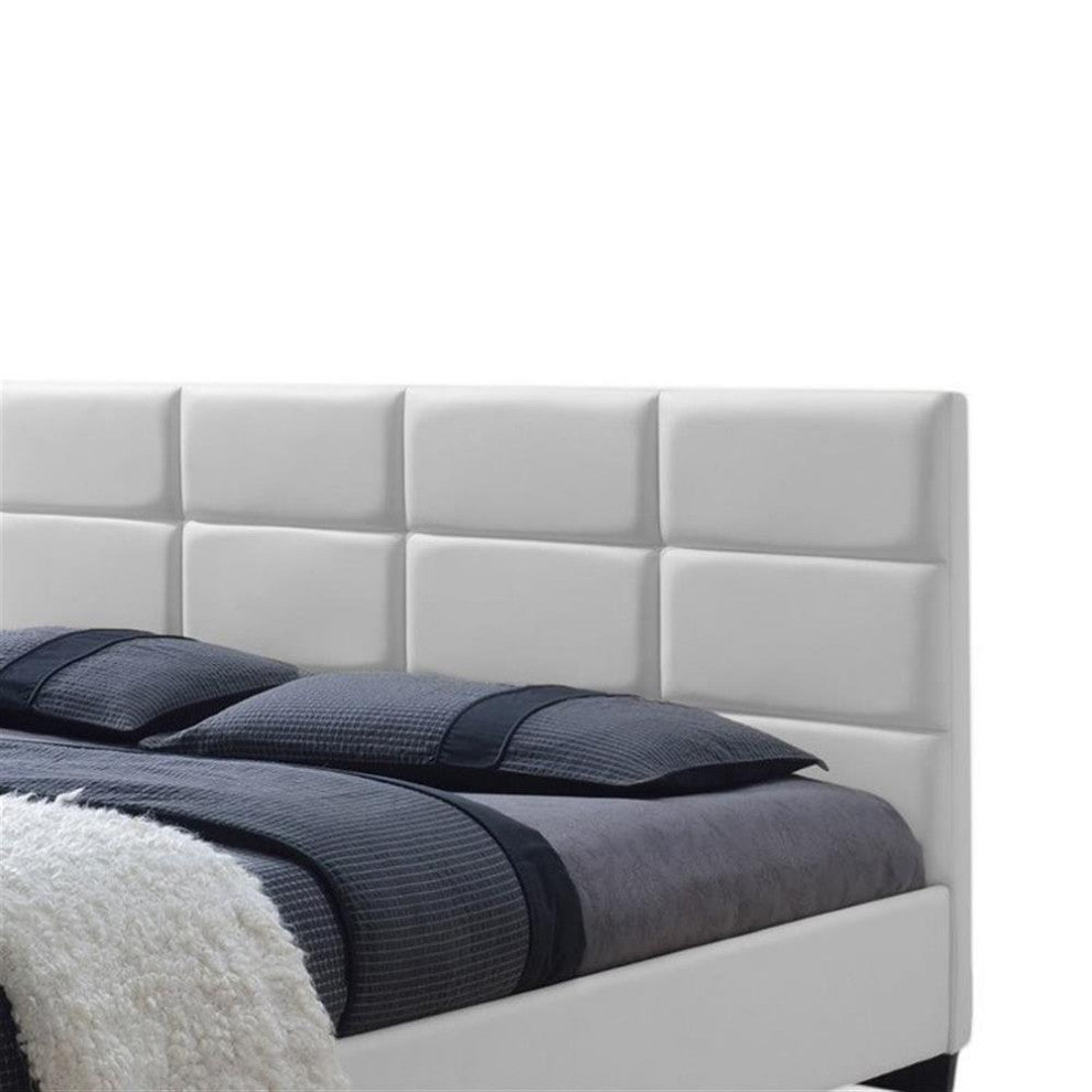 Vivaldi Leather Upholstered Queen Platform Bed in White
