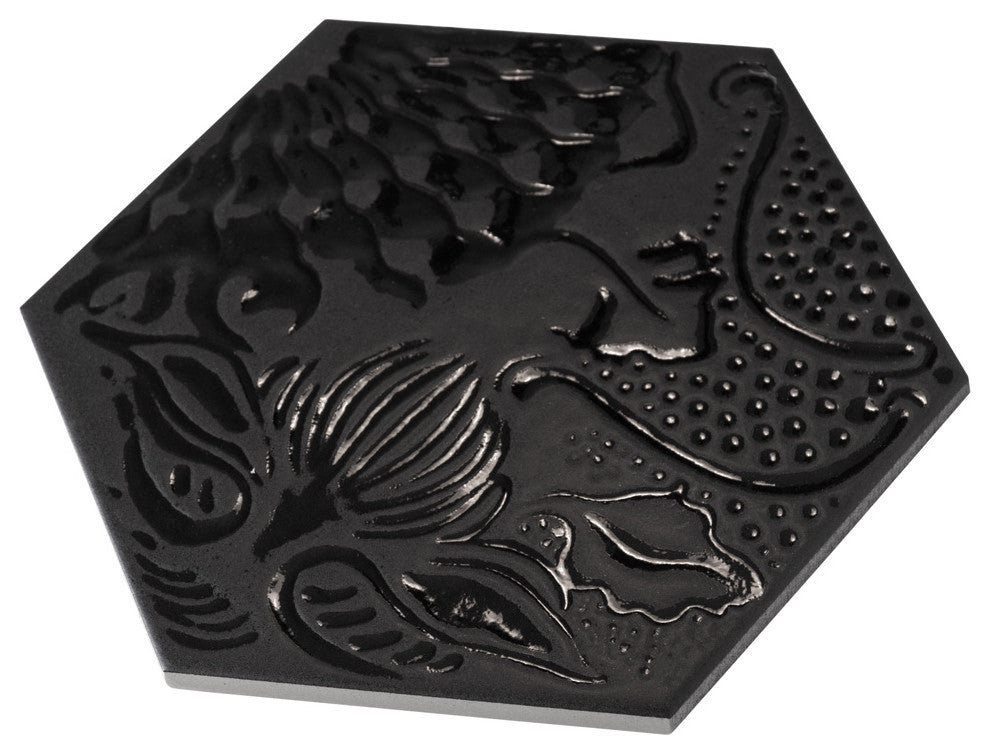 Gaudi Lux Hex Black Porcelain Floor and Wall Tile