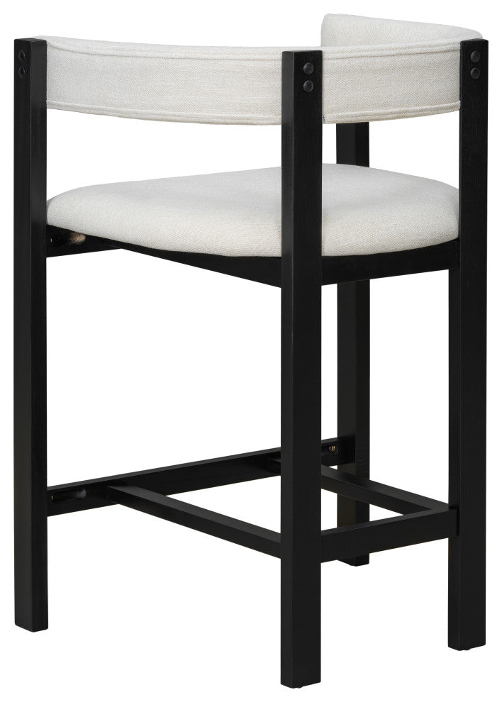 Heise Modern Open Back 26.5" Counter Stool With Cushion, Set of 2, Beige/Black