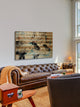 "Conversating Deer" Painting Print on Natural Pine Wood, 60"x40"