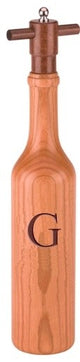 Wine Bottle Cherry Wood Pepper Grinder, Custom Personalized Initial,  "G"