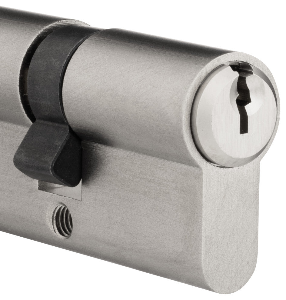 Rockwell 90 Degree Solid Brass Euro Profile Cylinder Lock, Brushed Nickel