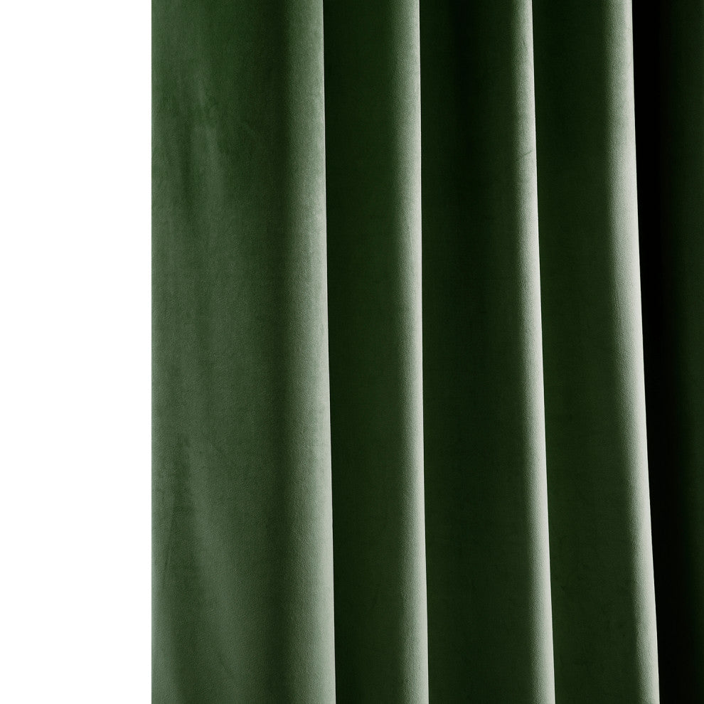 Heritage Plush Velvet Curtain Single Panel, Eden Green, 50"x120"