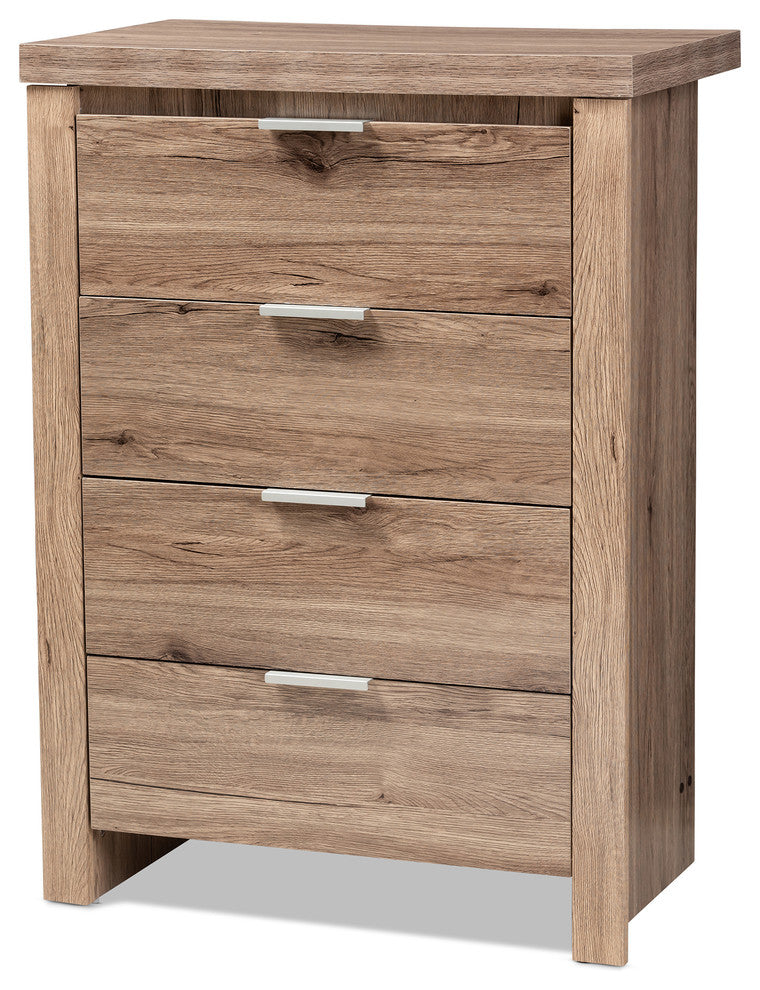 Laverne Modern and Contemporary Oak Brown Finished 4-Drawer Chest