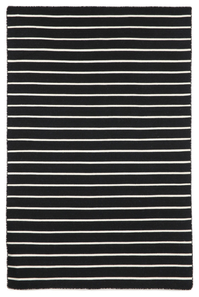 Sorrento Pinstripe Indoor/Outdoor Rug Black 3'6"x5'6'