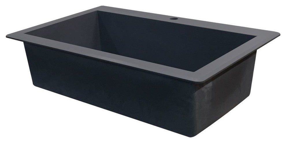 Radius 33" silQ Granite Drop-in Single Bowl Kitchen Sink with 2 Holes in Grey