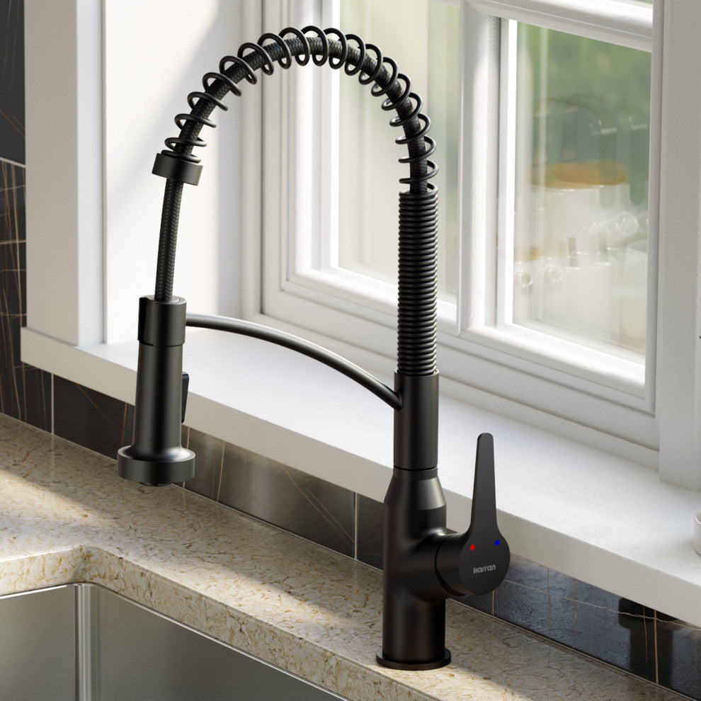 Karran Single-Handle Pull-Down Sprayer Kitchen Faucet, Matte Black