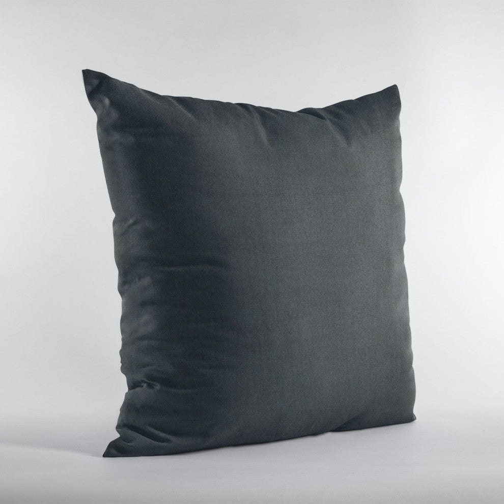 Black Solid Shiny Velvet Luxury Throw Pillow, Double sided 16"x16"