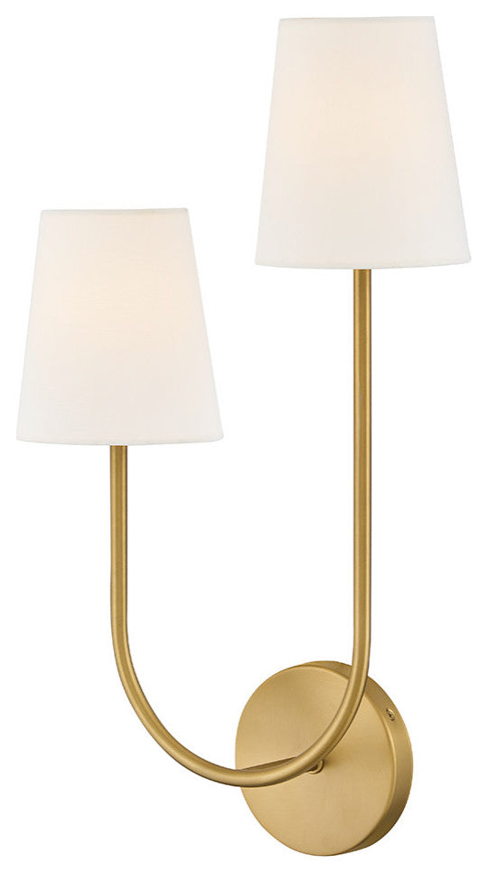 Lark Cora Large Two Light Sconce, Lacquered Brass