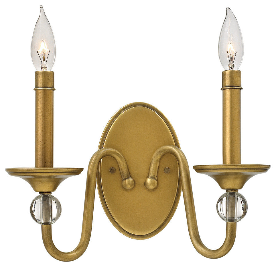 Hinkley Eleanor Small Two Light Sconce, Heritage Brass