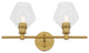 Brass Finish And Clear Glass 2-Light Wall Sconce