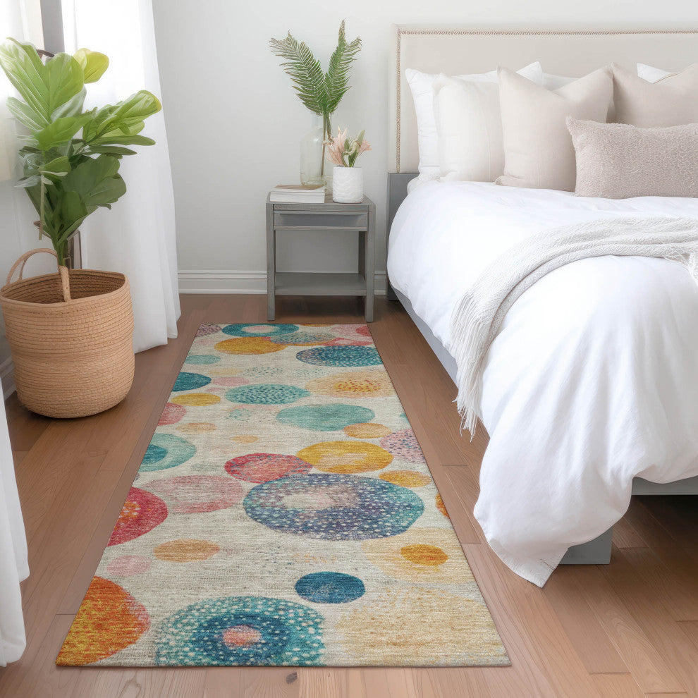 Machine Washable Indoor/Outdoor Chantille ACN1896 Beige 2'3" x 7'6" Runner Rug