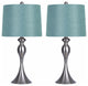 26.5 Brushed Nickel Table Lamps Turquoise Shade, Set of 2