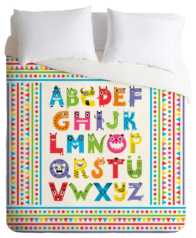 Deny Designs Andi Bird Alphabet Monsters Duvet Cover - Lightweight